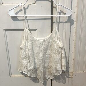 White Crop Top with Flower Accents